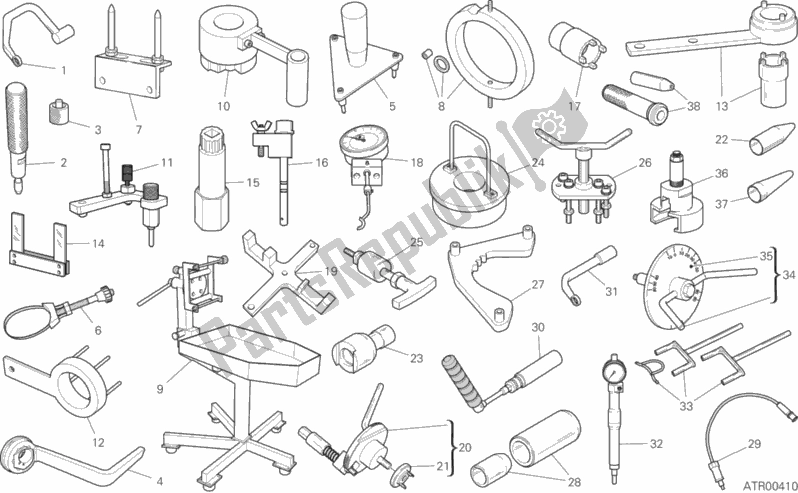 All parts for the 001 - Workshop Service Tools of the Ducati Multistrada 1260 Enduro Touring USA 2019